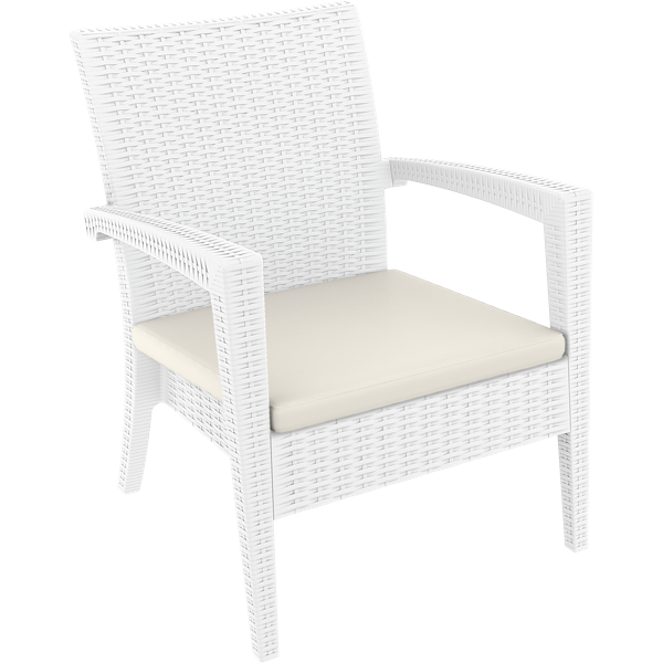Siesta Miami (Tequila) Arm Chair - White with Cushion