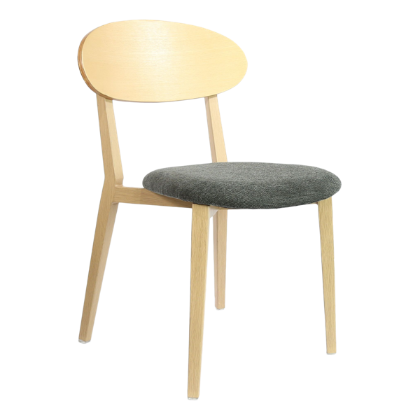 Durafurn Atlanta Chair - Narrow Ply Backrest - Oak Frame/Dark Grey Fabric Seat & Ply Backrest