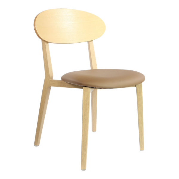 Durafurn Atlanta Chair - Narrow Ply Backrest - Oak Frame/Taupe Vinyl Seat & Ply Backrest