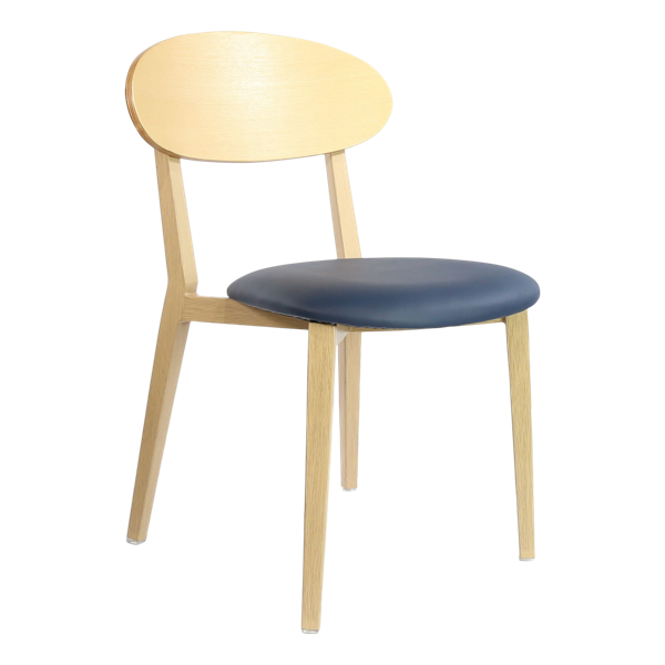Durafurn Atlanta Chair - Narrow Ply Backrest - Oak Frame/Navy Vinyl Seat & Ply Backrest
