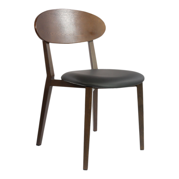 Durafurn Atlanta Chair - Narrow Ply Backrest - Wenge Frame/Black Vinyl Seat & Ply Backrest