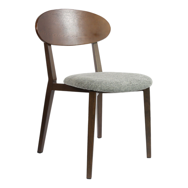 Durafurn Atlanta Chair - Narrow Ply Backrest - Wenge Frame/ Grey Fabric Seat & Ply Backrest