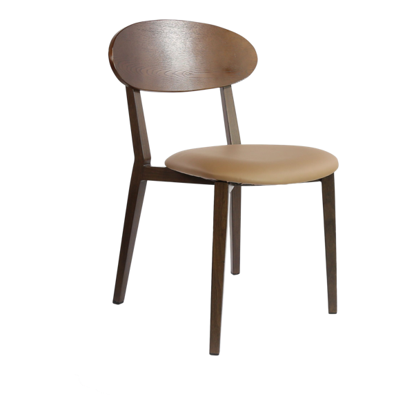 Durafurn Atlanta Chair - Narrow Ply Backrest - Wenge Frame/Taupe Vinyl Seat & Ply Backrest