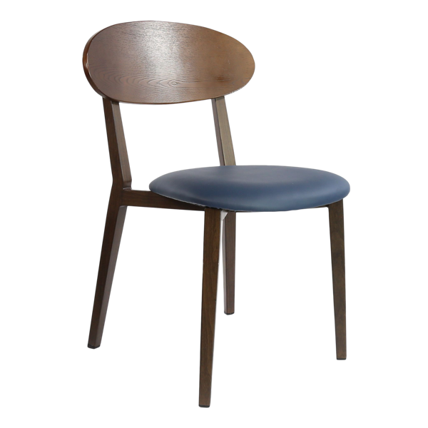 Durafurn Atlanta Chair - Narrow Ply Backrest - Wenge Frame/Navy Vinyl Seat & Ply Backrest