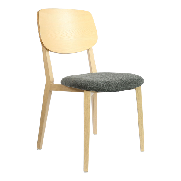 Durafurn Atlanta Chair - large Ply Backrest - Oak Frame/Dark Grey Fabric Seat & Ply Backrest