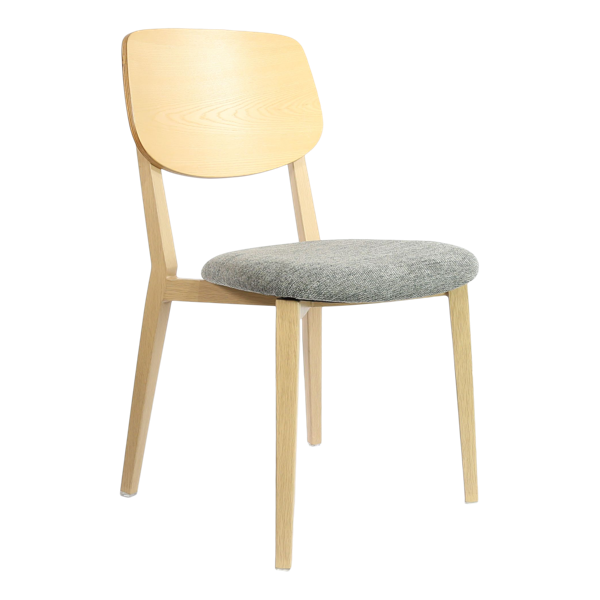 Durafurn Atlanta Chair - large Ply Backrest - Oak Frame/ Grey Fabric Seat & Ply Backrest