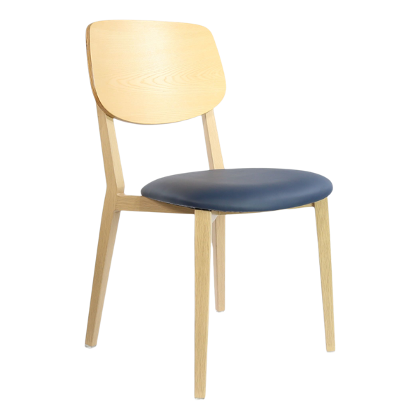 Durafurn Atlanta Chair - large Ply Backrest - Oak Frame/Navy Vinyl Seat & Ply Backrest