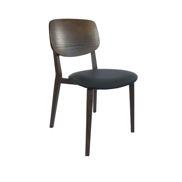 Durafurn Atlanta Chair - large Ply Backrest - Wenge Frame/Black Vinyl Seat & Ply Backrest