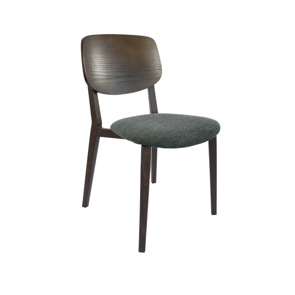 Durafurn Atlanta Chair - large Ply Backrest - Wenge Frame/Dark Grey Fabric Seat & Ply Backrest