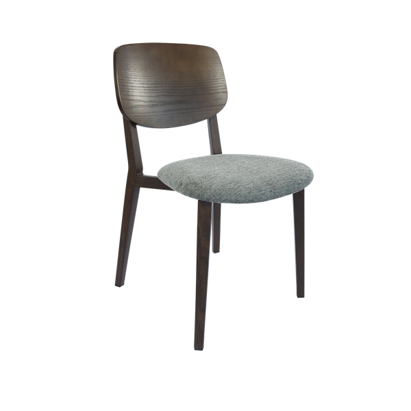 Durafurn Atlanta Chair - large Ply Backrest - Wenge Frame/ Grey Fabric Seat & Ply Backrest