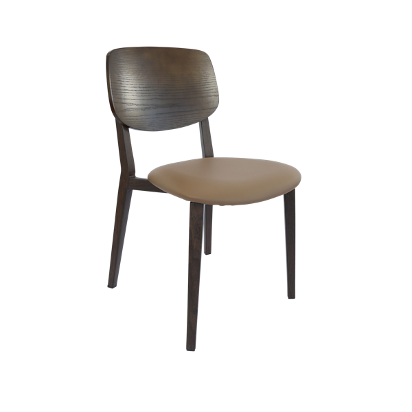 Durafurn Atlanta Chair - large Ply Backrest - Wenge Frame/Taupe Vinyl Seat & Ply Backrest