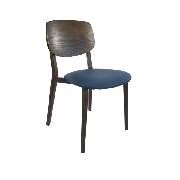Durafurn Atlanta Chair - large Ply Backrest - Wenge Frame/Navy Vinyl Seat & Ply Backrest