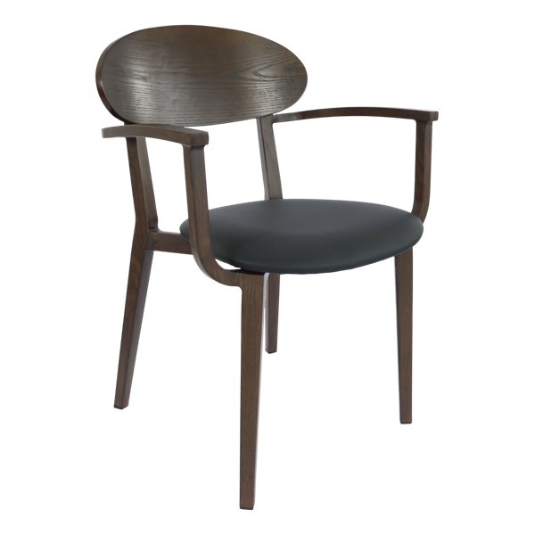 Durafurn Atlanta Armchair - Narrow Ply Backrest - Wenge Frame/Black Vinyl Seat & Ply Backrest