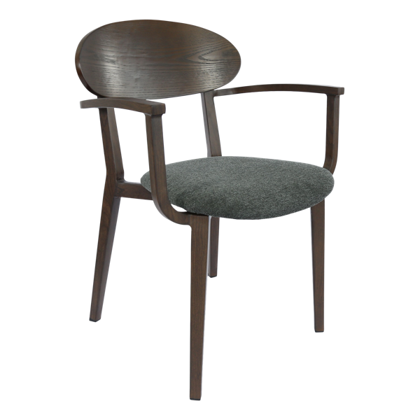 Durafurn Atlanta Armchair - Narrow Ply Backrest - Wenge Frame/Dark Grey Fabric Seat & Ply Backrest