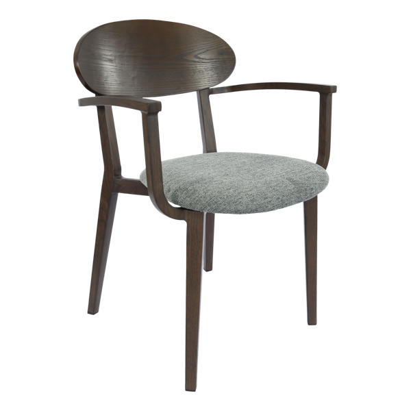 Durafurn Atlanta Armchair - Narrow Ply Backrest - Wenge Frame/ Grey Fabric Seat & Ply Backrest