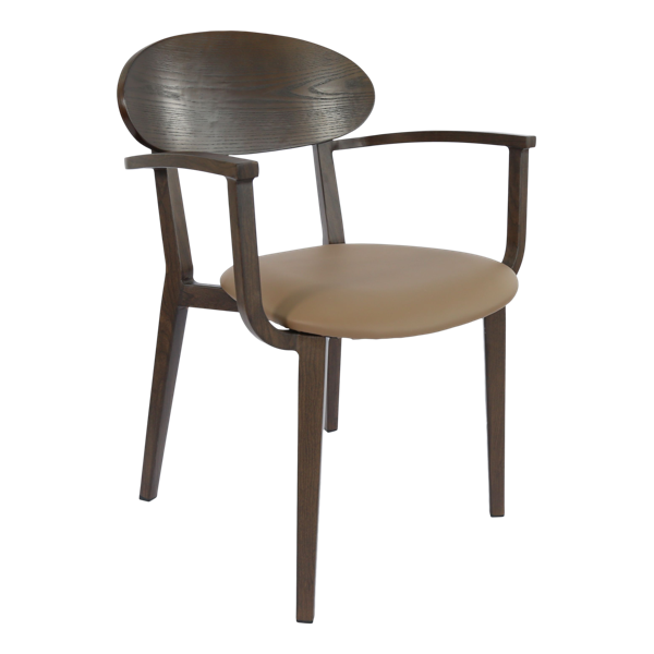 Durafurn Atlanta Armchair - Narrow Ply Backrest - Wenge Frame/Taupe Vinyl Seat & Ply Backrest