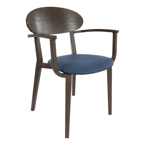 Durafurn Atlanta Armchair - Narrow Ply Backrest - Wenge Frame/Navy Vinyl Seat & Ply Backrest