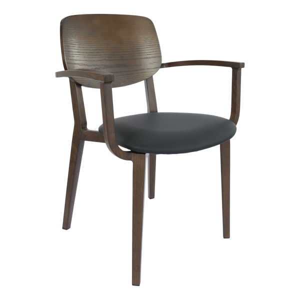 Durafurn Atlanta Armchair - large Ply Backrest - Wenge Frame/Black Vinyl Seat & Ply Backrest