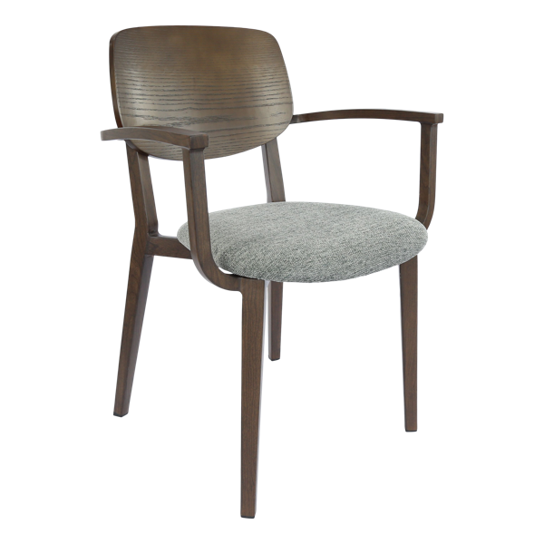 Durafurn Atlanta Armchair - large Ply Backrest - Wenge Frame/ Grey Fabric Seat & Ply Backrest