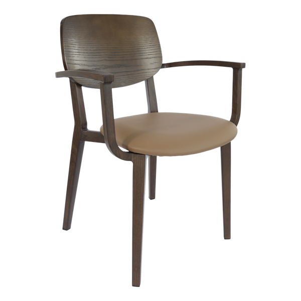 Durafurn Atlanta Armchair - large Ply Backrest - Wenge Frame/Taupe Vinyl Seat & Ply Backrest