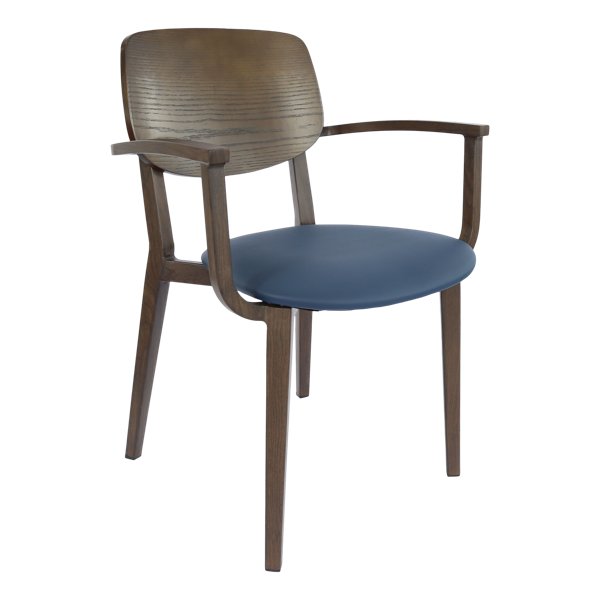 Durafurn Atlanta Armchair - large Ply Backrest - Wenge Frame/Navy Vinyl Seat & Ply Backrest