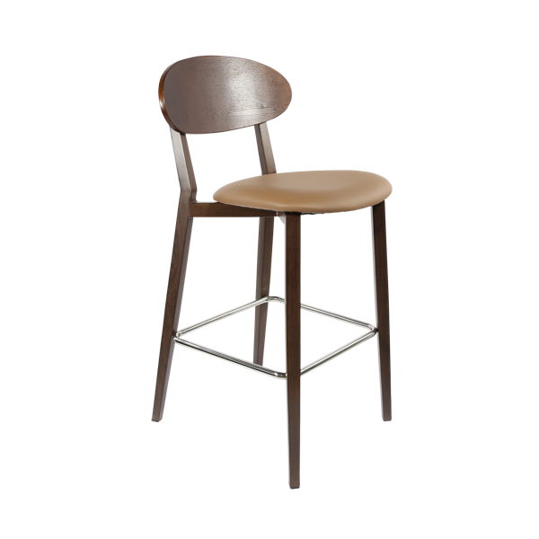 Durafurn Atlanta Barstool - Narrow Ply Backrest - Wenge Frame/Taupe Vinyl Seat & Ply Backrest