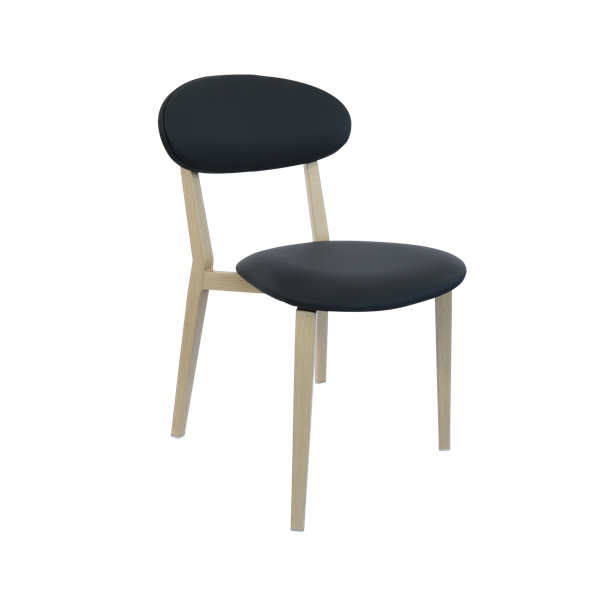 Durafurn Atlanta Chair - Narrow Backrest - Oak Frame/Black Vinyl Seat & Backrest