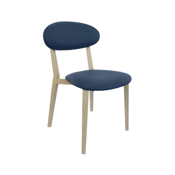 Durafurn Atlanta Chair - Narrow Backrest - Oak Frame/Navy Vinyl Seat & Backrest
