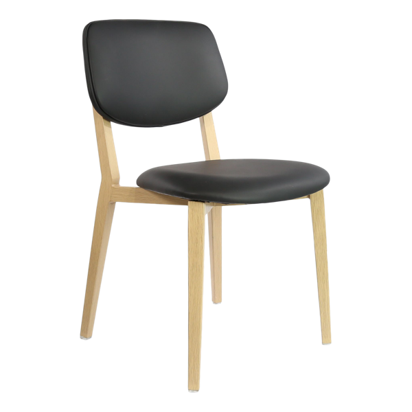 Durafurn Atlanta Chair - large Backrest - Oak Frame/Black Vinyl Seat & Backrest