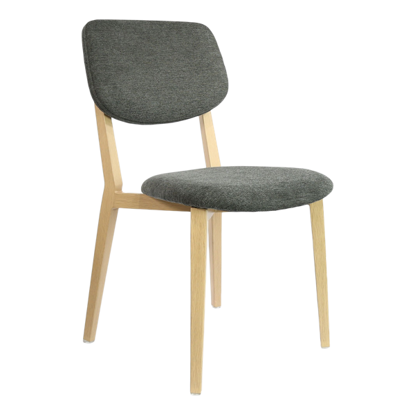 Durafurn Atlanta Chair - large Backrest - Oak Frame/Dark Grey Fabric Seat & Backrest