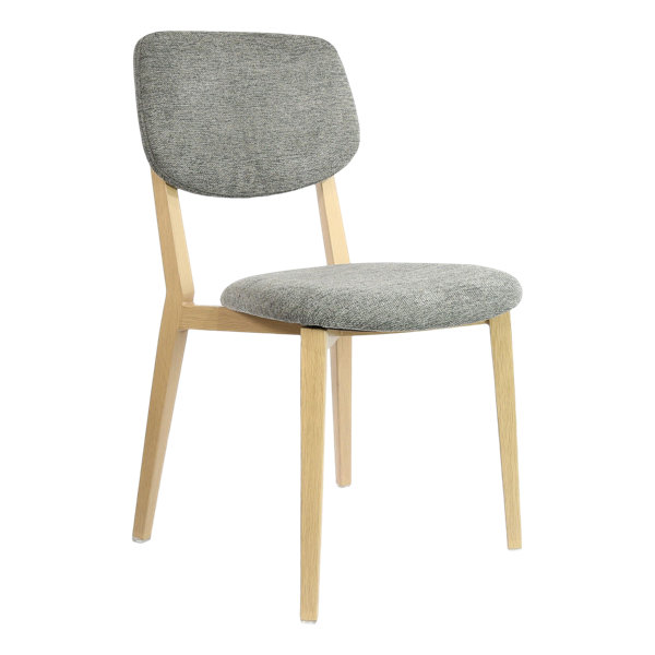 Durafurn Atlanta Chair - large Backrest - Oak Frame/ Grey Fabric Seat & Backrest