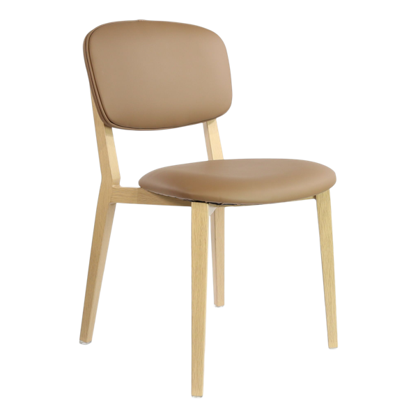 Durafurn Atlanta Chair - large Backrest - Oak Frame/Taupe Vinyl Seat & Backrest