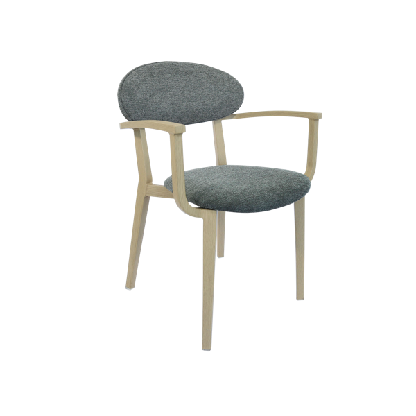Durafurn Atlanta Armchair - Narrow Backrest - Oak Frame/ Grey Fabric Seat & Backrest