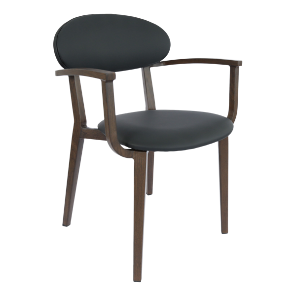 Durafurn Atlanta Armchair - Narrow Backrest - Wenge Frame/Black Vinyl Seat & Backrest