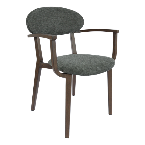 Durafurn Atlanta Armchair - Narrow Backrest - Wenge Frame/Dark Grey Fabric Seat & Backrest