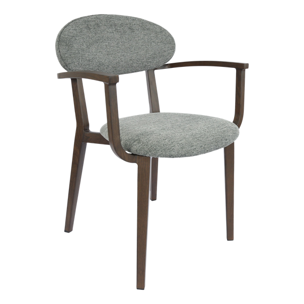 Durafurn Atlanta Armchair - Narrow Backrest - Wenge Frame/ Grey Fabric Seat & Backrest