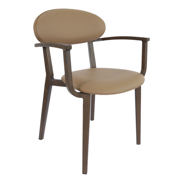 Durafurn Atlanta Armchair - Narrow Backrest - Wenge Frame/Taupe Vinyl Seat & Backrest