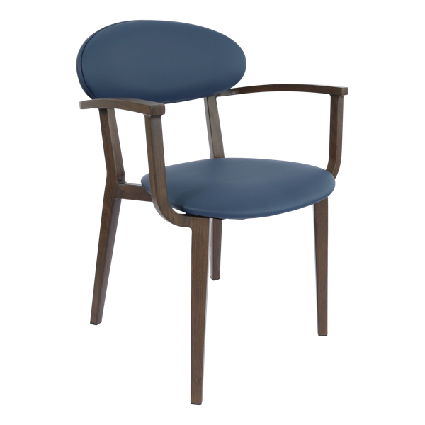 Durafurn Atlanta Armchair - Narrow Backrest - Wenge Frame/Navy Vinyl Seat & Backrest