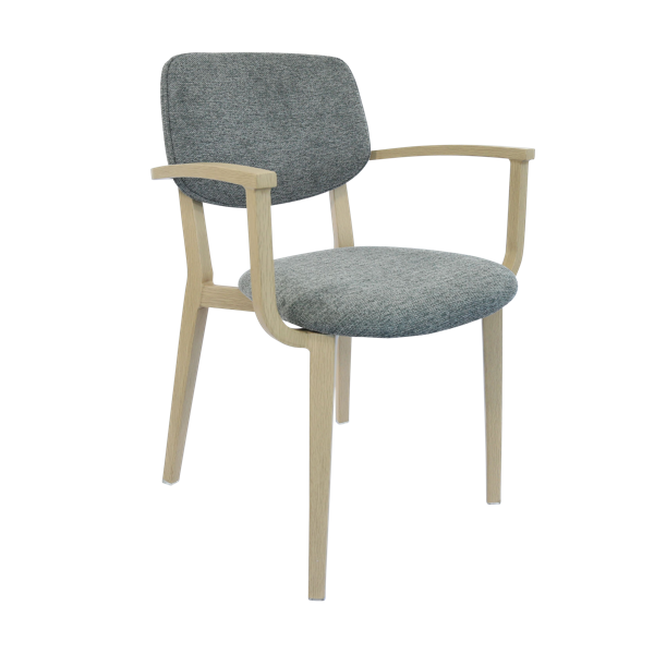 Durafurn Atlanta Armchair - large Backrest - Oak Frame/ Grey Fabric Seat & Backrest