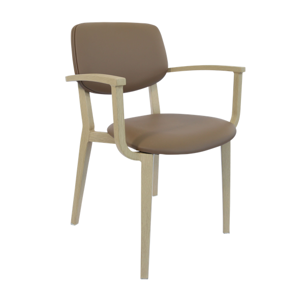 Durafurn Atlanta Armchair - large Backrest - Oak Frame/Taupe Vinyl Seat & Backrest