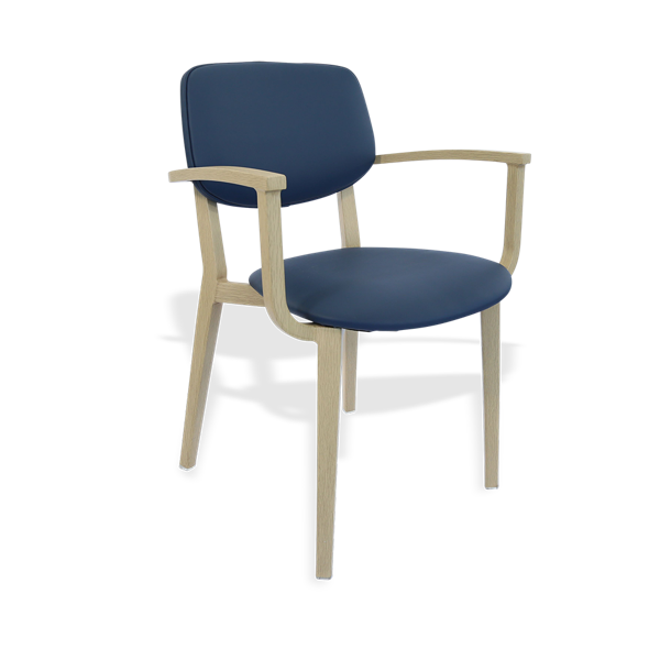 Durafurn Atlanta Armchair - large Backrest - Oak Frame/Navy Vinyl Seat & Backrest