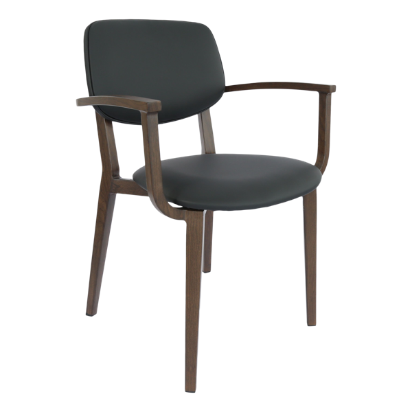 Durafurn Atlanta Armchair - large Backrest - Wenge Frame/Black Vinyl Seat & Backrest