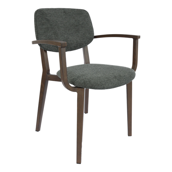 Durafurn Atlanta Armchair - large Backrest - Wenge Frame/Dark Grey Fabric Seat & Backrest