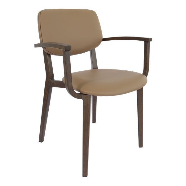 Durafurn Atlanta Armchair - large Backrest - Wenge Frame/Taupe Vinyl Seat & Backrest