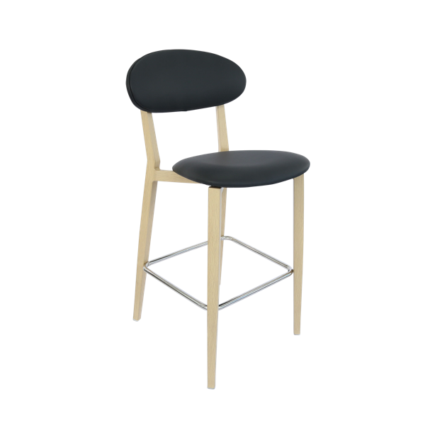 Durafurn Atlanta Barstool - Narrow Backrest - Oak Frame/Black Vinyl Seat & Backrest