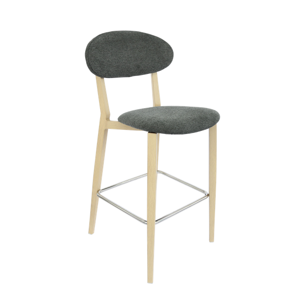 Durafurn Atlanta Barstool - Narrow Backrest - Oak Frame/Dark Grey Fabric Seat & Backrest