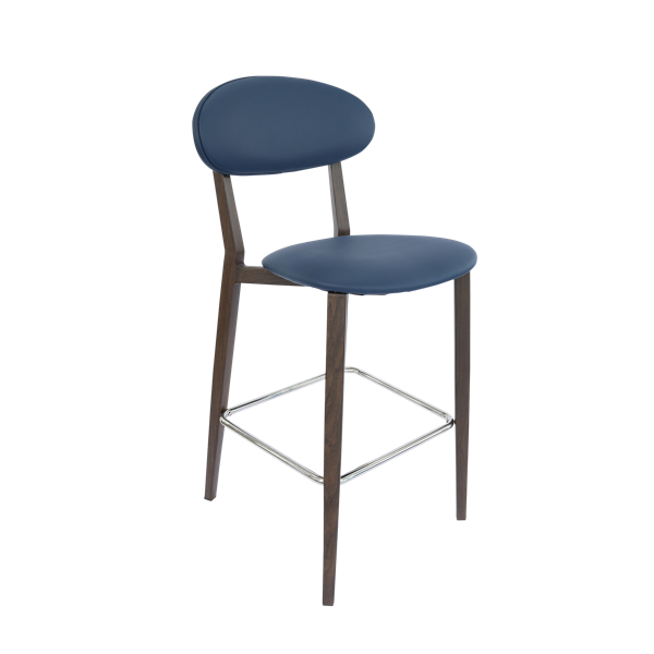 Durafurn Atlanta Barstool - Narrow Backrest - Oak Frame/Navy Vinyl Seat & Backrest