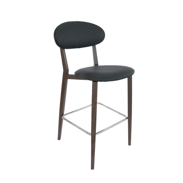 Durafurn Atlanta Barstool - Narrow Backrest - Wenge Frame/Black Vinyl Seat & Backrest