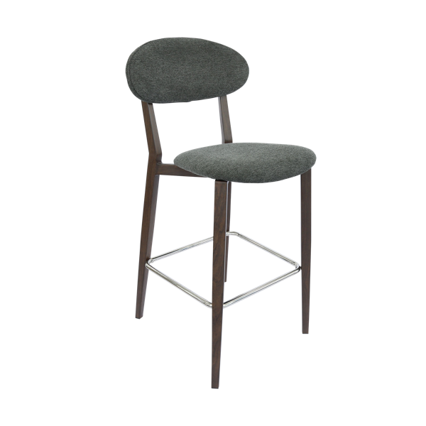 Durafurn Atlanta Barstool - Narrow Backrest - Wenge Frame/Dark Grey Fabric Seat & Backrest