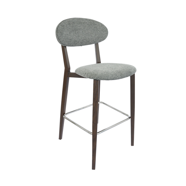 Durafurn Atlanta Barstool - Narrow Backrest - Wenge Frame/ Grey Fabric Seat & Backrest